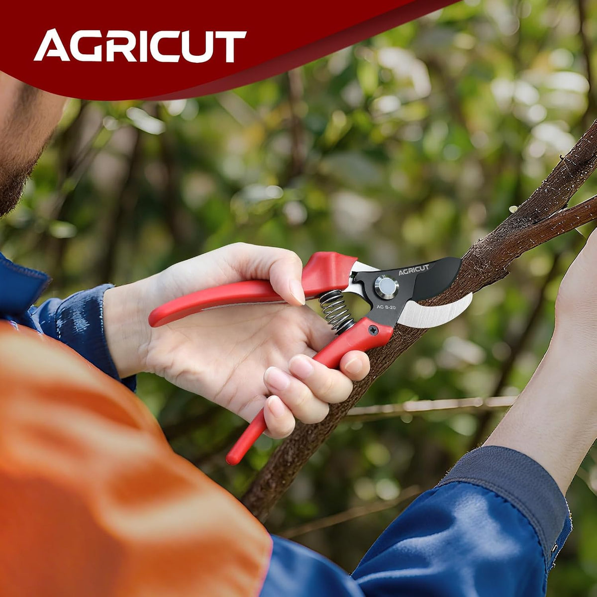 7" Pruning Shears Heavy Duty Professional, Made of Japanese SK5 Steel Blades, 4/5 Cut Capacity, Bypass Hand Pruners Garden Clippers for Tree Flower Branch Trimming, S20E