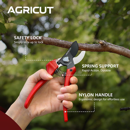 7" Pruning Shears Heavy Duty Professional, Made of Japanese SK5 Steel Blades, 4/5 Cut Capacity, Bypass Hand Pruners Garden Clippers for Tree Flower Branch Trimming, S20E