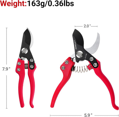 7" Pruning Shears Heavy Duty Professional, Made of Japanese SK5 Steel Blades, 4/5 Cut Capacity, Bypass Hand Pruners Garden Clippers for Tree Flower Branch Trimming, S20E