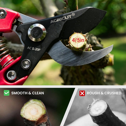 7" Pruning Shears Heavy Duty Professional, Made of Japanese SK5 Steel Blades, 4/5 Cut Capacity, Bypass Hand Pruners Garden Clippers for Tree Flower Branch Trimming, S20E