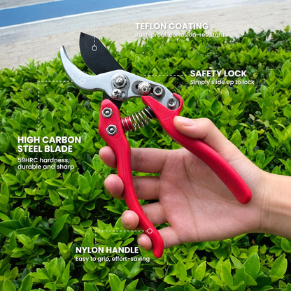 7" Pruning Shears Heavy Duty Professional, Made of Japanese SK5 Steel Blades, 4/5 Cut Capacity, Bypass Hand Pruners Garden Clippers for Tree Flower Branch Trimming, S20E