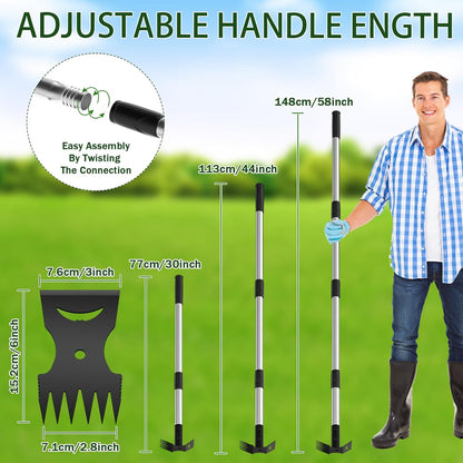 Weed Puller Tool with Long Handle 2-in-1 Garden Hoe and Weed Rake