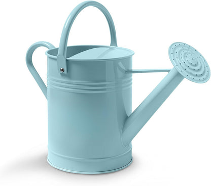6.5L Blue Metal Watering Can for Outdoor & Indoor Plants, Galvanized Steel Metal Water Can with Removable Spout, Movable Top Handle, Rust-Resistant Watering Pot for Garden, Lawn, Flowers
