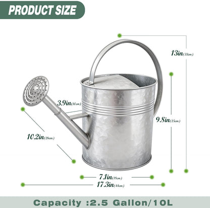 6.5L Blue Metal Watering Can for Outdoor & Indoor Plants, Galvanized Steel Metal Water Can with Removable Spout, Movable Top Handle, Rust-Resistant Watering Pot for Garden, Lawn, Flowers