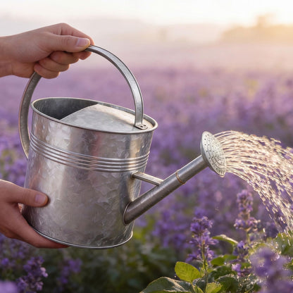 6.5L Blue Metal Watering Can for Outdoor & Indoor Plants, Galvanized Steel Metal Water Can with Removable Spout, Movable Top Handle, Rust-Resistant Watering Pot for Garden, Lawn, Flowers