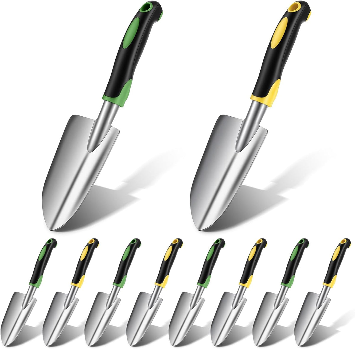 PercyEffie10 Pcs Garden Trowel Bulk, Heavy Duty Shovels Garden Tool, Small Shovel for Digging Metal Hand Trowel Spade with Soft TPR Handle for Flower Soil Planting Digging Transplanting