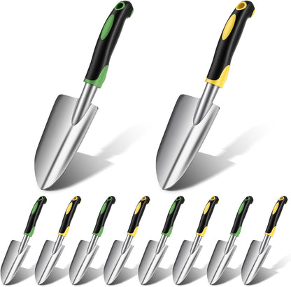 PercyEffie10 Pcs Garden Trowel Bulk, Heavy Duty Shovels Garden Tool, Small Shovel for Digging Metal Hand Trowel Spade with Soft TPR Handle for Flower Soil Planting Digging Transplanting