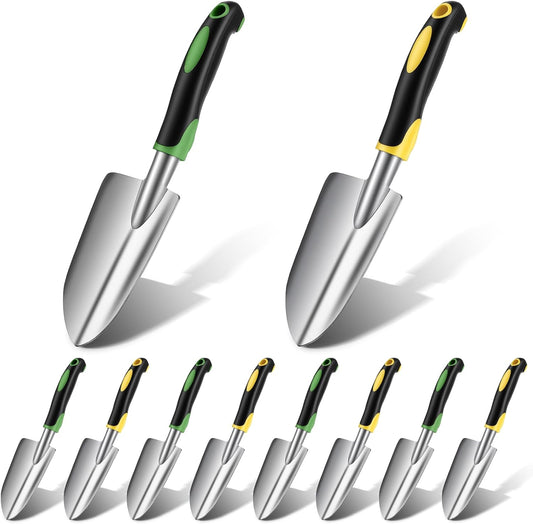 PercyEffie10 Pcs Garden Trowel Bulk, Heavy Duty Shovels Garden Tool, Small Shovel for Digging Metal Hand Trowel Spade with Soft TPR Handle for Flower Soil Planting Digging Transplanting