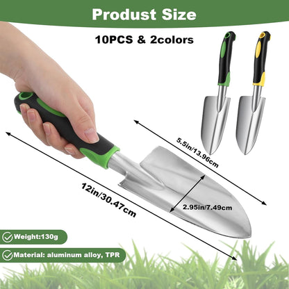 PercyEffie10 Pcs Garden Trowel Bulk, Heavy Duty Shovels Garden Tool, Small Shovel for Digging Metal Hand Trowel Spade with Soft TPR Handle for Flower Soil Planting Digging Transplanting