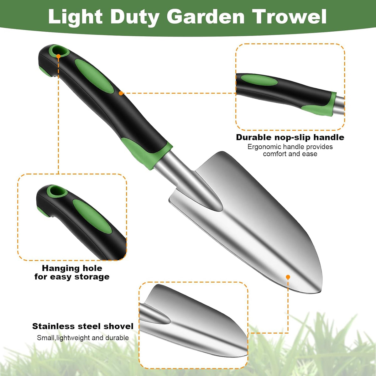 PercyEffie10 Pcs Garden Trowel Bulk, Heavy Duty Shovels Garden Tool, Small Shovel for Digging Metal Hand Trowel Spade with Soft TPR Handle for Flower Soil Planting Digging Transplanting