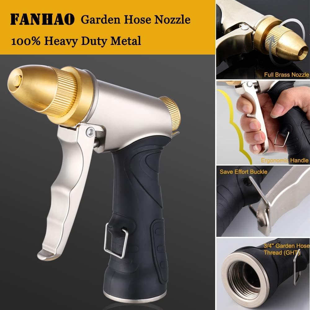 Metal Water Hose Nozzle Heavy Duty, High Pressure, Leak Proof