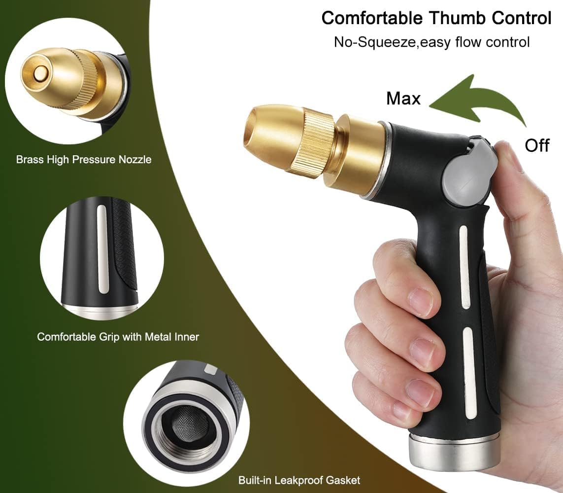 Metal Water Hose Nozzle Heavy Duty, High Pressure, Leak Proof