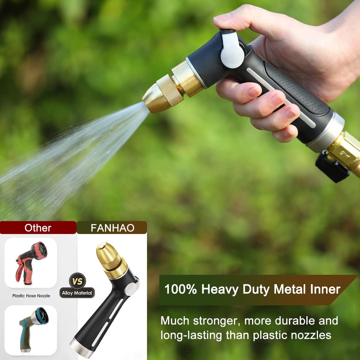 Metal Water Hose Nozzle Heavy Duty, High Pressure, Leak Proof