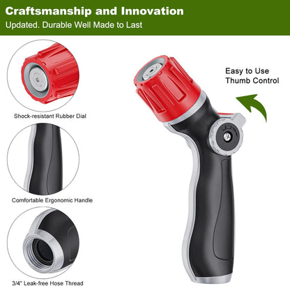 Metal Water Hose Nozzle Heavy Duty, High Pressure, Leak Proof