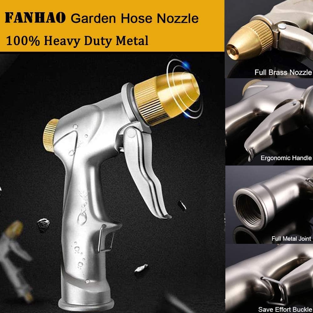 Metal Water Hose Nozzle Heavy Duty, High Pressure, Leak Proof