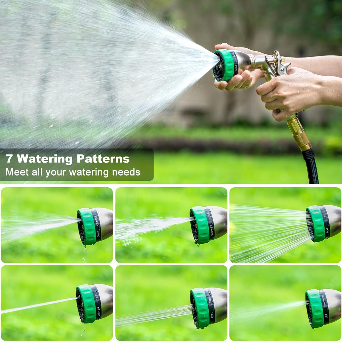 Metal Water Hose Nozzle Heavy Duty, High Pressure, Leak Proof