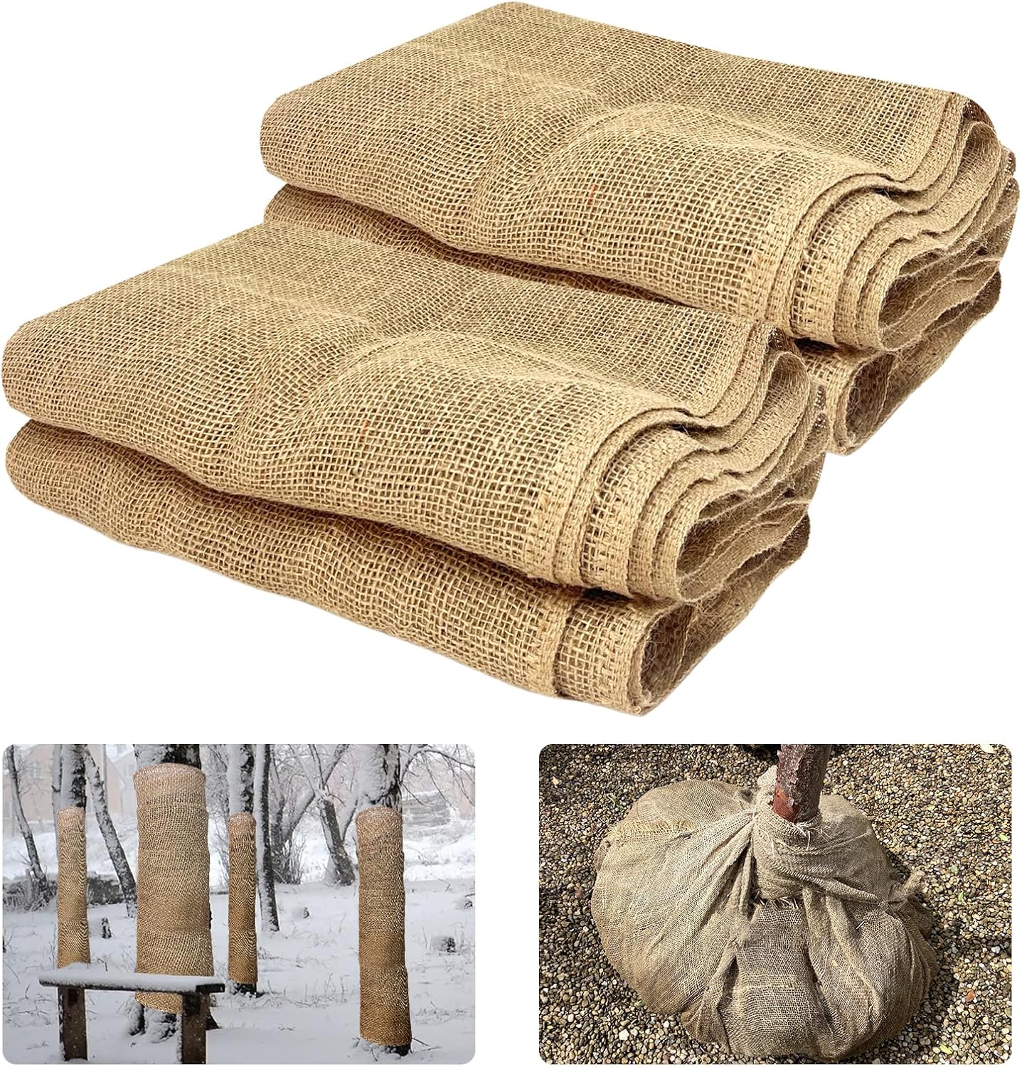 2 Pack Burlap Plant Covers Freeze Protection,15ftx40in Burlap Fabric Bags,Natural Burlap Plant Blankets,Plant Covers Freeze Protection for Winter Outdoor Bushes Trees Potted Plants