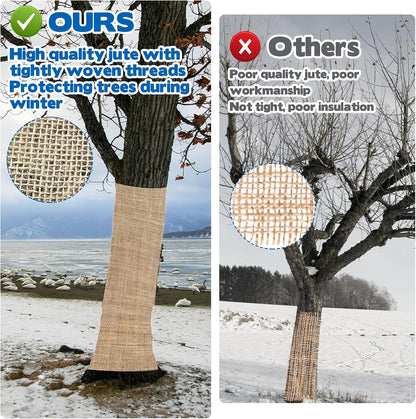 2 Pack Burlap Plant Covers Freeze Protection,15ftx40in Burlap Fabric Bags,Natural Burlap Plant Blankets,Plant Covers Freeze Protection for Winter Outdoor Bushes Trees Potted Plants