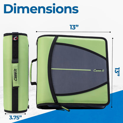School Zipper Binder | 3-Inch O-Rings | 600-Sheet | D-146 Key Lime