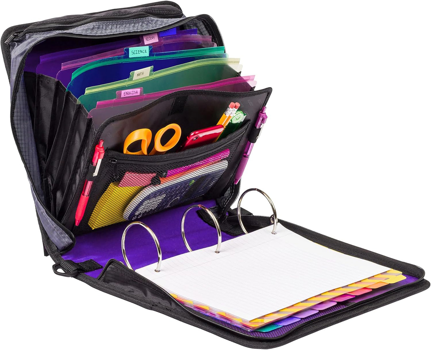 School Zipper Binder | 3-Inch O-Rings | 600-Sheet | D-146 Key Lime