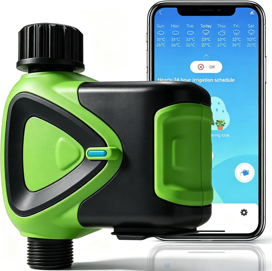 Smart WiFi Hose Timer No Hub Required, App-Controlled Sprinkler Timer for Garden Hose, Automatic Watering Timer for Lawn Yard Greenhouse, Rain Delay, 3/4 Inch Faucet, IP65 Waterproof
