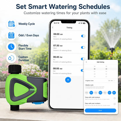Smart WiFi Hose Timer No Hub Required, App-Controlled Sprinkler Timer for Garden Hose, Automatic Watering Timer for Lawn Yard Greenhouse, Rain Delay, 3/4 Inch Faucet, IP65 Waterproof