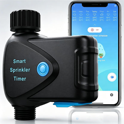 Smart WiFi Hose Timer No Hub Required, App-Controlled Sprinkler Timer for Garden Hose, Automatic Watering Timer for Lawn Yard Greenhouse, Rain Delay, 3/4 Inch Faucet, IP65 Waterproof