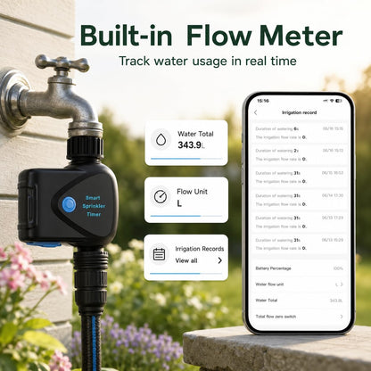 Smart WiFi Hose Timer No Hub Required, App-Controlled Sprinkler Timer for Garden Hose, Automatic Watering Timer for Lawn Yard Greenhouse, Rain Delay, 3/4 Inch Faucet, IP65 Waterproof