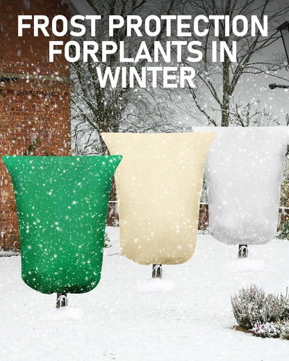 Winter Plant Covers Freeze Protection, 2 Pack Frost Covers (47.3" X 71"), with Zipper and Drawstring Reusable, 2.36 oz/yd² Frost Blankets for Outdoor Plants, for Potted Shrubs Fruit Trees
