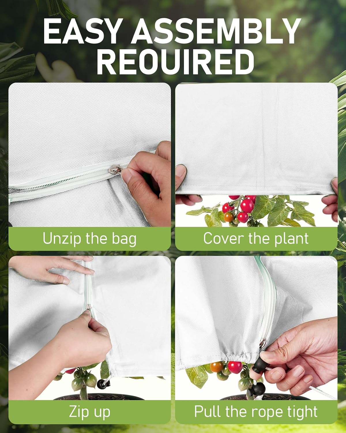 Winter Plant Covers Freeze Protection, 2 Pack Frost Covers (47.3" X 71"), with Zipper and Drawstring Reusable, 2.36 oz/yd² Frost Blankets for Outdoor Plants, for Potted Shrubs Fruit Trees