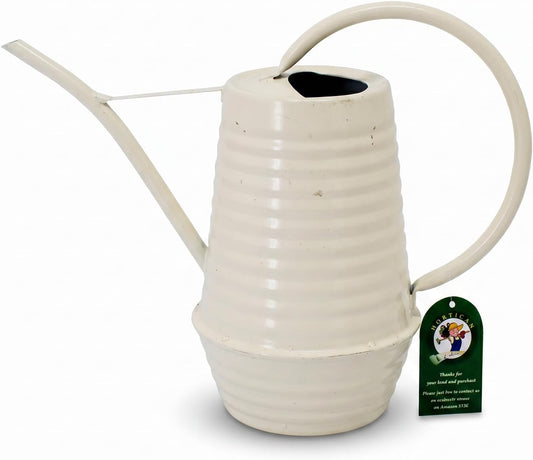 Small Watering Can, Matte Cream White, 34oz., Metal Watering Can with Long Spout, Nice Indoor Water Can, Plant Water Can for Indoor Plants