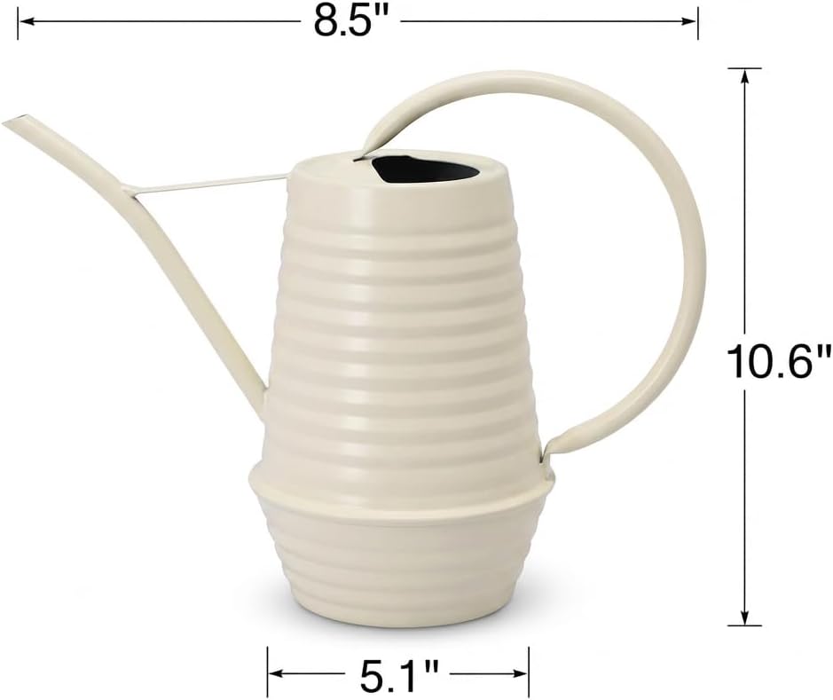 Small Watering Can, Matte Cream White, 34oz., Metal Watering Can with Long Spout, Nice Indoor Water Can, Plant Water Can for Indoor Plants