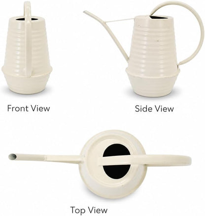 Small Watering Can, Matte Cream White, 34oz., Metal Watering Can with Long Spout, Nice Indoor Water Can, Plant Water Can for Indoor Plants