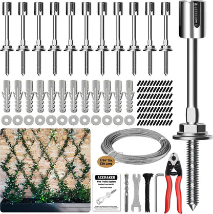 Wire Trellis Kit, 20-Set 5/64” (2mm) Crosshead Kit with 98ft Cable