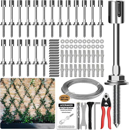 Wire Trellis Kit, 20-Set 5/64” (2mm) Crosshead Kit with 98ft Cable