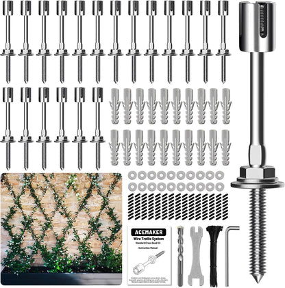 Wire Trellis Kit, 20-Set 5/64” (2mm) Crosshead Kit with 98ft Cable