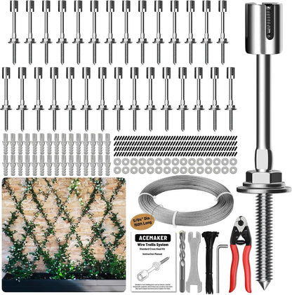 Wire Trellis Kit, 20-Set 5/64” (2mm) Crosshead Kit with 98ft Cable