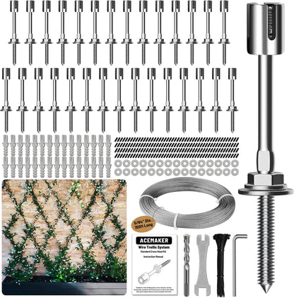 Wire Trellis Kit, 20-Set 5/64” (2mm) Crosshead Kit with 98ft Cable