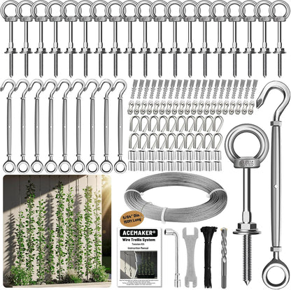 Wire Trellis Kit, 20-Set 5/64” (2mm) Crosshead Kit with 98ft Cable