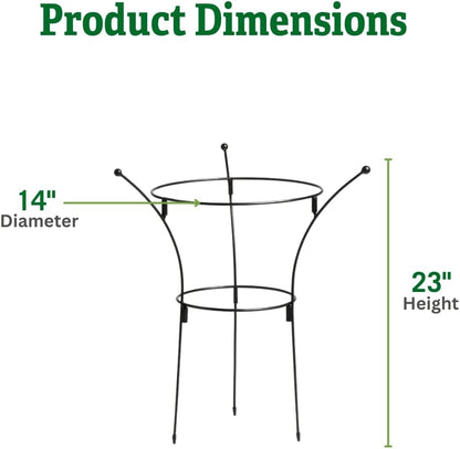 Essex Plant Support | Sturdy Metal Frame for Peonies & Roses | Standing Flower Garden Cage | Natural Bouquet Shape | Small 23" H X 14" D (Set of 2)