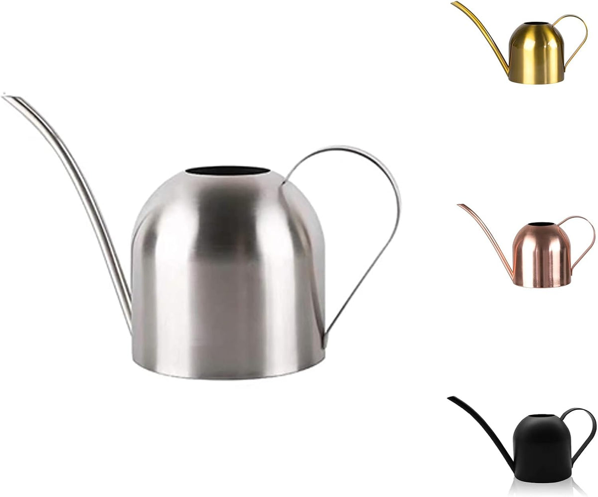 Small Watering Can for Indoor Plants, 15oz/450ml Stainless Steel Long Spout Watering Can for Succulents, Herbs (Black)