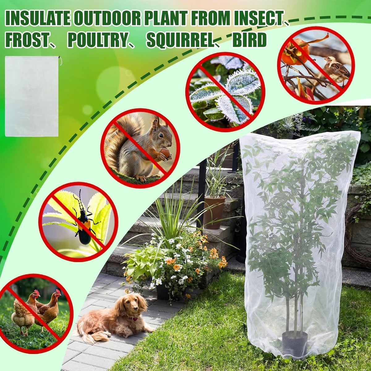 12 Pcs Bird Netting for Garden 3.3 x 2.3 ft Garden Plant Insect Mesh Bags Bush Net Cover with Drawstring Zipper for Blueberry Tomato Strawberry Plants Protection from Insect Squirrel