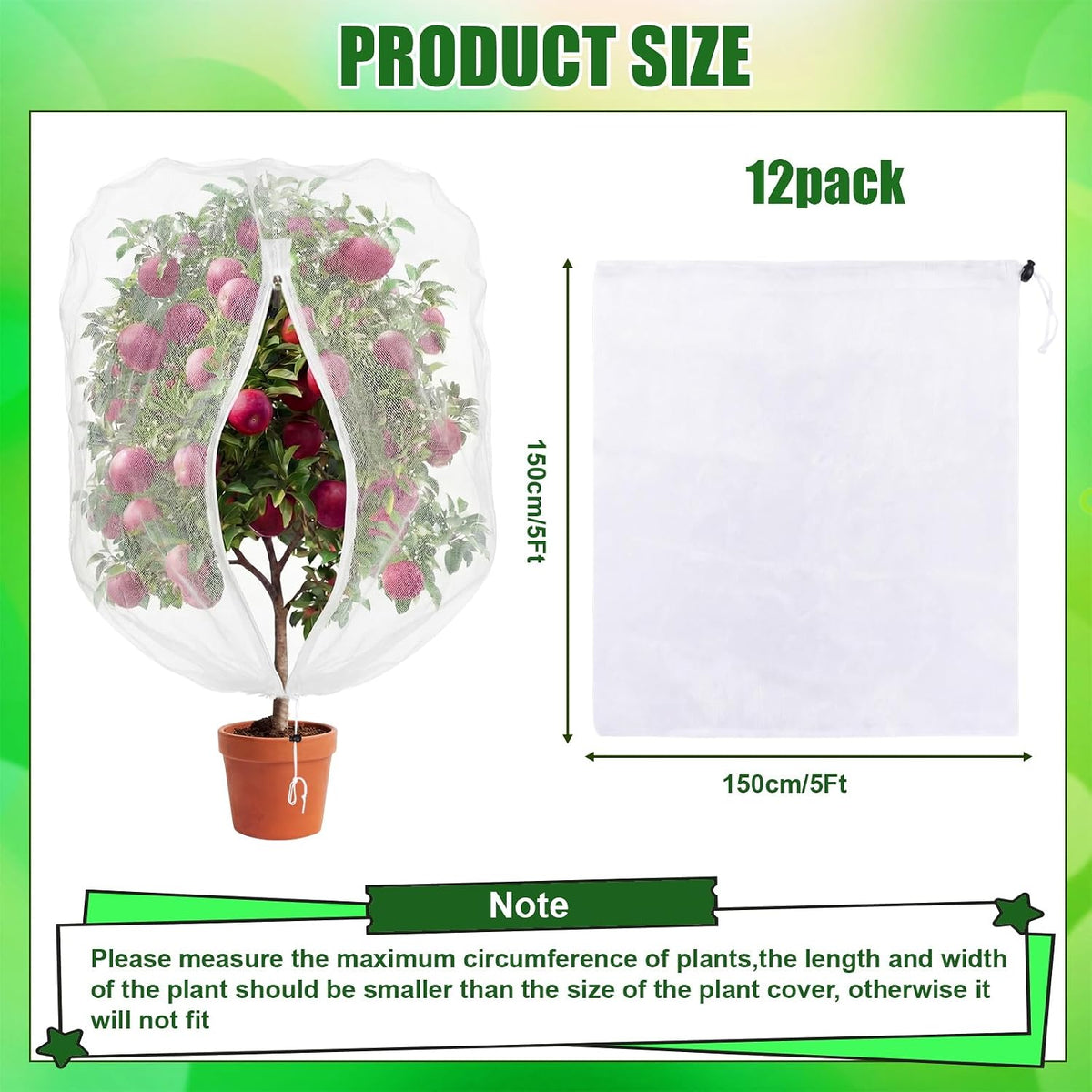 12 Pcs Bird Netting for Garden 3.3 x 2.3 ft Garden Plant Insect Mesh Bags Bush Net Cover with Drawstring Zipper for Blueberry Tomato Strawberry Plants Protection from Insect Squirrel