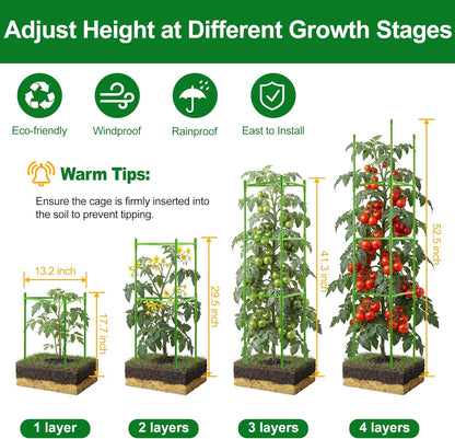 6 Pack Tomato Cages for Garden, Up to 51 Inch Tomato Trellis for Raised Garden Bed, Plant Stakes for Pots, Durable Tomato Plant Support Garden Stakes for Climbing Plants