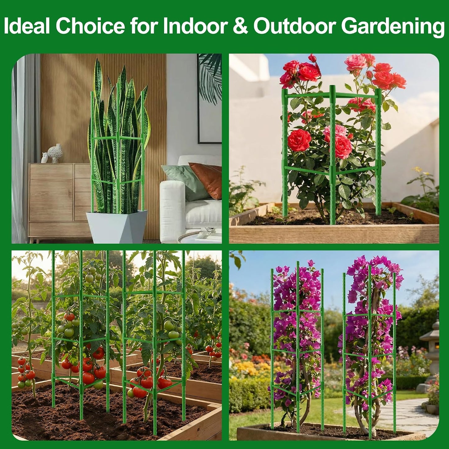 6 Pack Tomato Cages for Garden, Up to 51 Inch Tomato Trellis for Raised Garden Bed, Plant Stakes for Pots, Durable Tomato Plant Support Garden Stakes for Climbing Plants