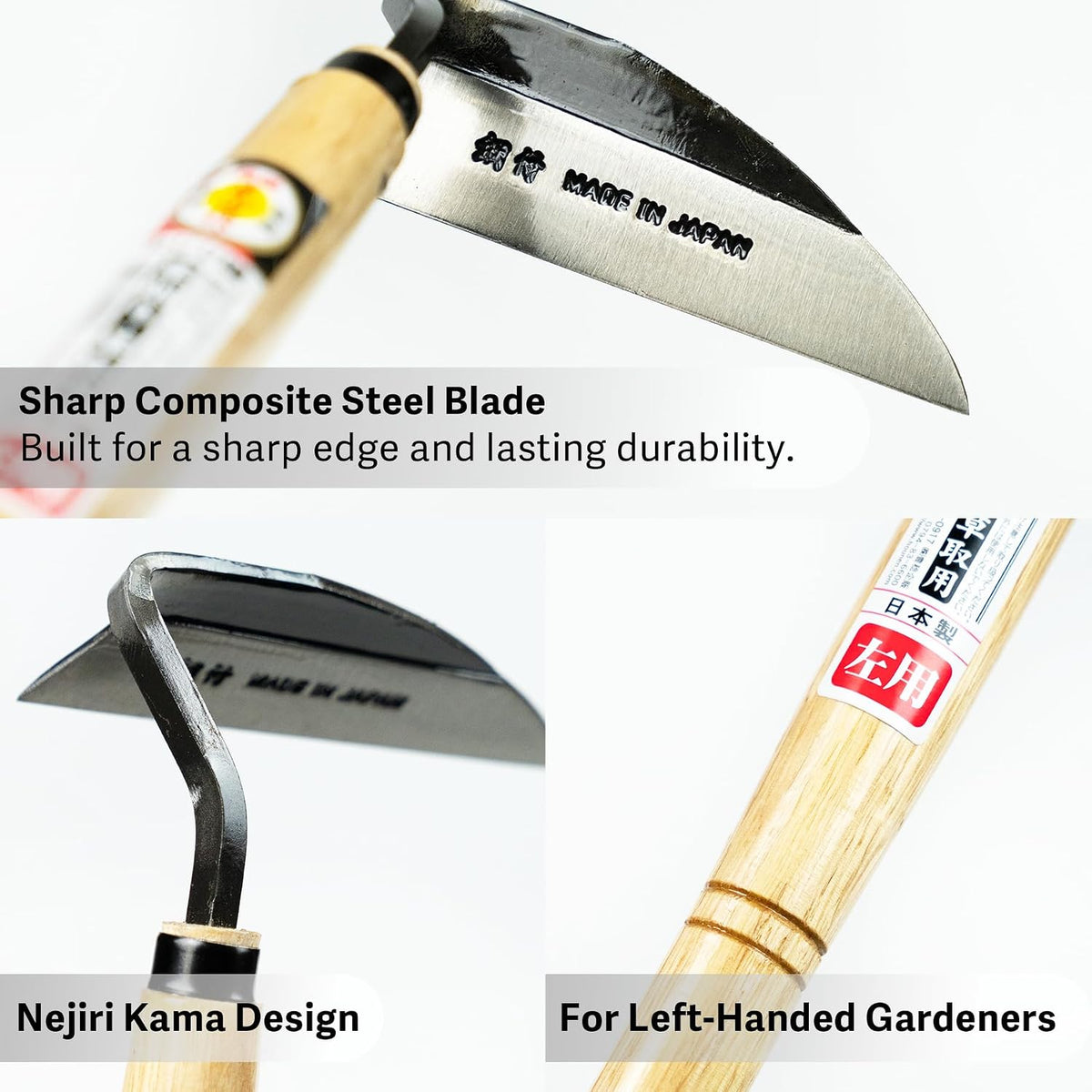 HOUNEN Japanese Weeding Sickle, 4.7-Inch Thick Composite Steel Blade