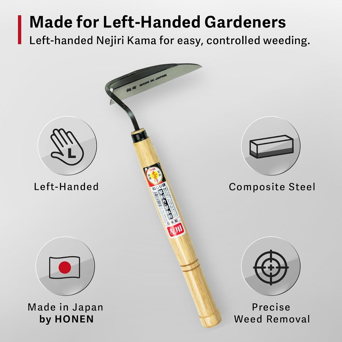 HOUNEN Japanese Weeding Sickle, 4.7-Inch Thick Composite Steel Blade