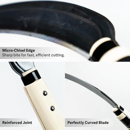 HOUNEN Japanese Weeding Sickle, 4.7-Inch Thick Composite Steel Blade
