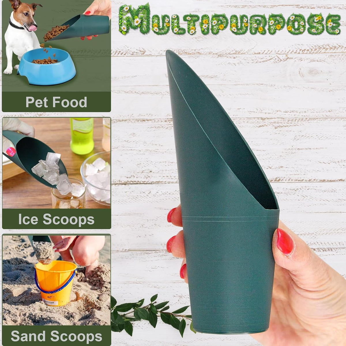Set of 2 Soil Scoops - Mini Hand Scoops for Transplanting, Weeding, and Potting - Small Garden Scoop, Potting Scoopers, Bonsai Tool - Set of 2 Different Sizes 6½" x 2½" and 6¼" x 1¾" - Green