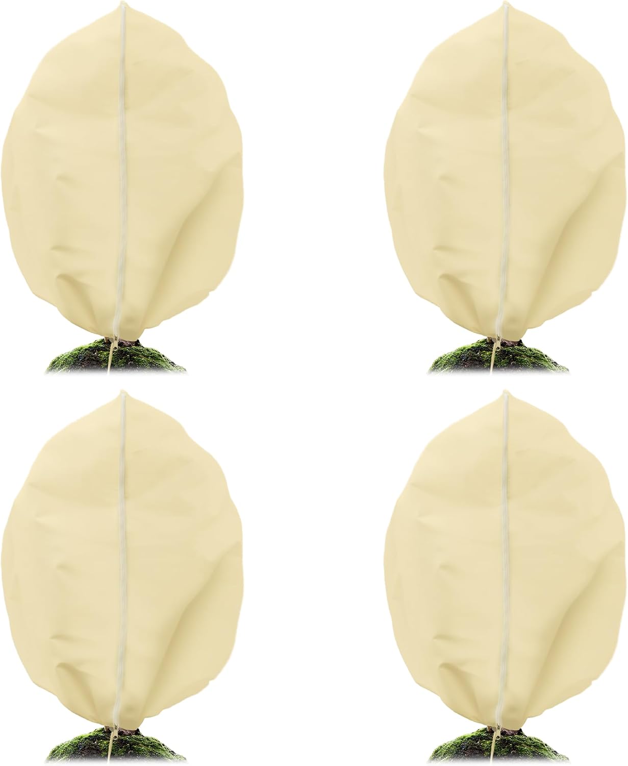 4 PCS Heavy Duty Plant Covers Freeze Protection, 2.82oz/yd² Winter Frost Blankets with Zipper & Drawstring, 39.3"x39.3" Reusable Shrub Covers for Outdoor Potted Plants, Bushes, Rose